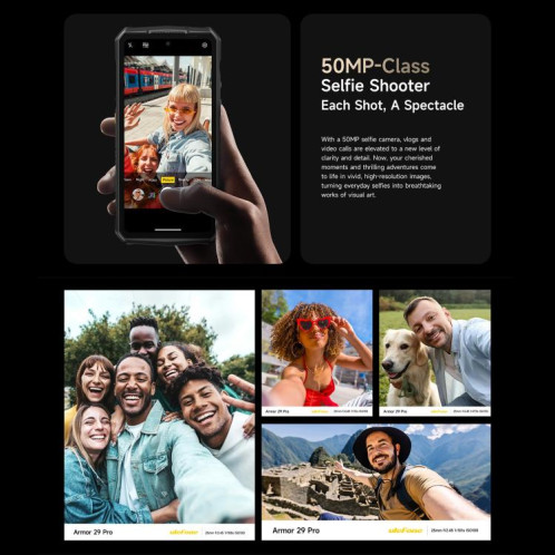  Téléphone robuste Ulefone Armor 29 Pro, version thermique, 16 Go + 512 Go, vision nocturne, écran 6,67 pouces + 1,04 pouce, Android 15, MediaTek Dimensity 7400 Octa Core, réseau : 5G, OTG, NFC (noir) SU022B1430-019